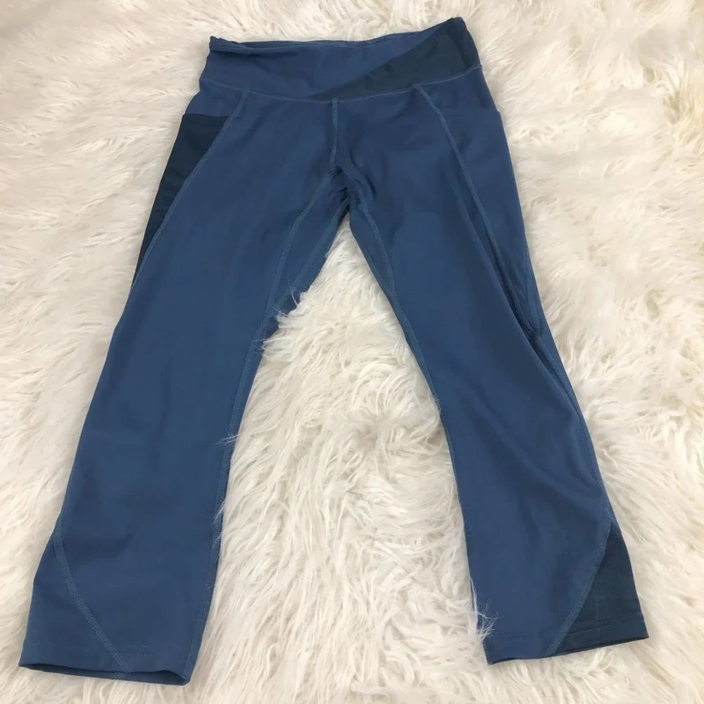 Pearl Izumi Cycling Biking Mesh Insets Cropped Leggings Blue Size S 6196